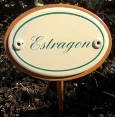 Kräuterstecker Estragon Emaille-Schild mit Erdspieß von Münder-Email