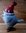 Vogel Spatz Dekofigur mit Herz rot/weiß ca. 6 x 4 x H7 cm