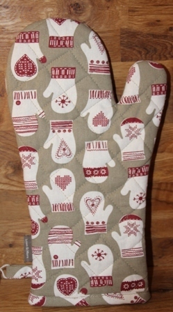Topfhandschuh Backofenhandschuh beige/weiß/rot Winter glove Linen & More