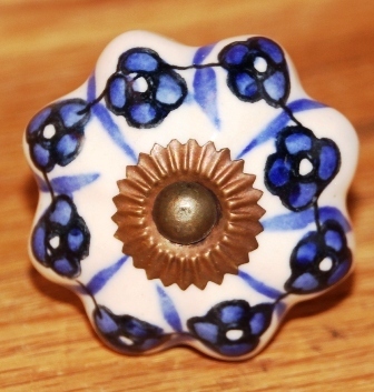 Türgriff Türknauf Keramik weiß/blau Blumen antik Vintage Look