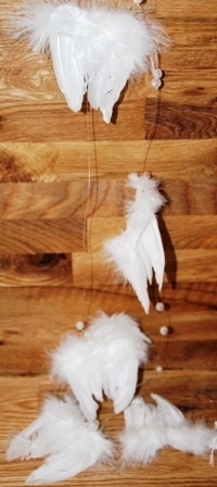 Engelflügel -Kette ca. 150 cm mit Glitzerperlen echte Federn