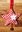 Stern XMAS Stern rot-weiß kariert Stoff mit Glocken ca. 8 cm