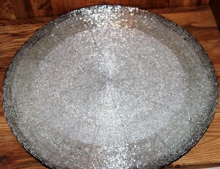 Platz-Set silber glänzend Shine Beads D: ca. 35 cm