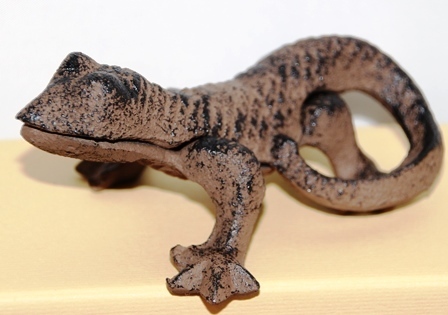 Echse Gecko Dekotier Guss-Eisen ca. 10 x 7 braun