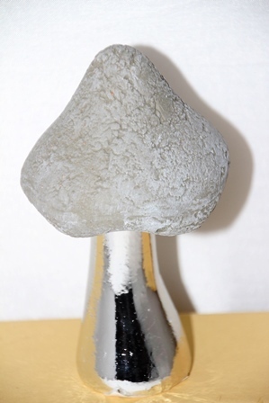Pilz Keramik silber-grau 12x6x6 cm
