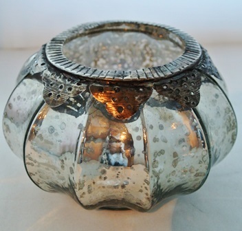 Windlicht Teelichthalter Iride 13x13x9 cm siiber mit Bauernsilber