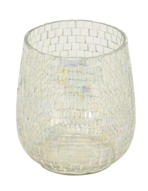 Windlicht Teelichthalter Glas Mosaik klar D12xH14 cm