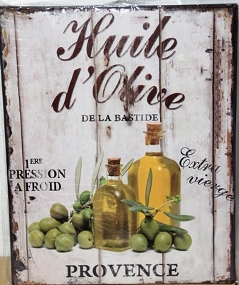 Metallbild - Blechbild "Huile d'Olive" 20 x 25 cm Shabby Vintage