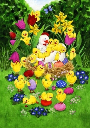 Garten Fahne "Easter Chicks" Toland Home Garden