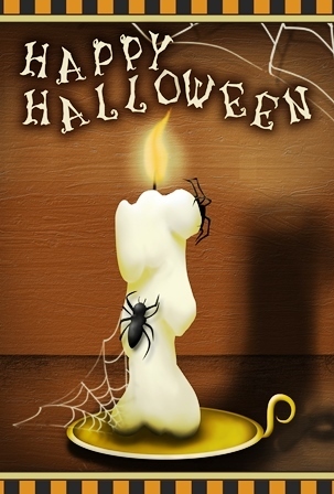 Garten Fahne "Creepy Candle" Happy Halloween - Toland Home Garden