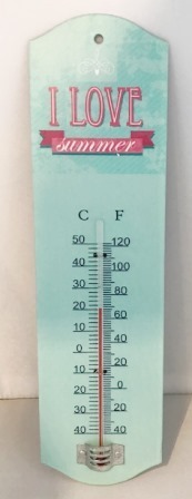 Thermometer Metall-Blech "I Love Summer'"  26,5x7 cm Vintage
