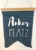 Fahne - Wimpel mit "Anker PLATZ" 21x26 cm blau-weiß - Maritim
