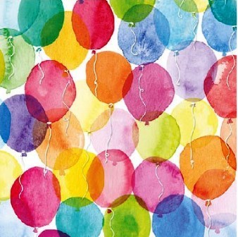 Servietten "Aquarell Balloons" bunt Geburtstag 33 x 33 cm Ambiente