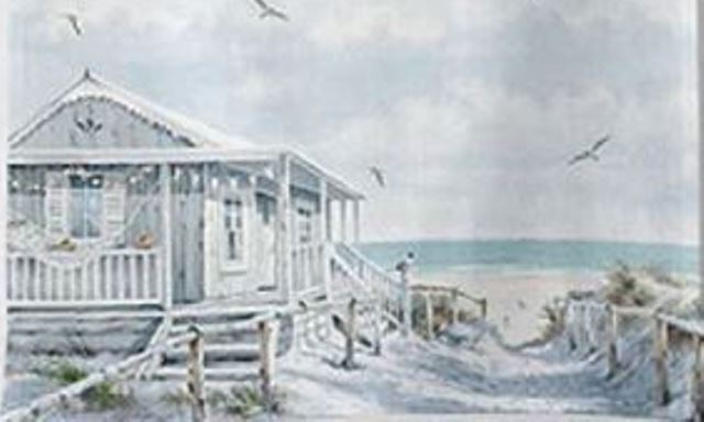 Geschirrtuch "Beach Cabin" Strandhaus  50 x 70cm Ambiente