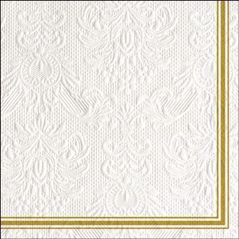 Servietten "Elegance Lea white/gold" Hochzeit  33x33 cm Ambiente