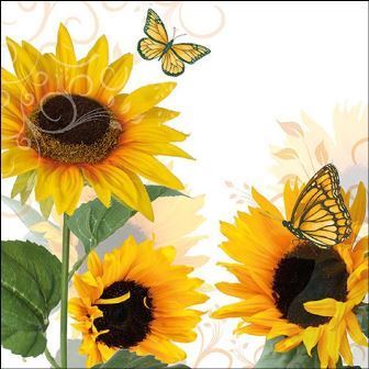 Servietten "Sunny Butterfly" Sonnenblumen 33x33 cm Ambiente